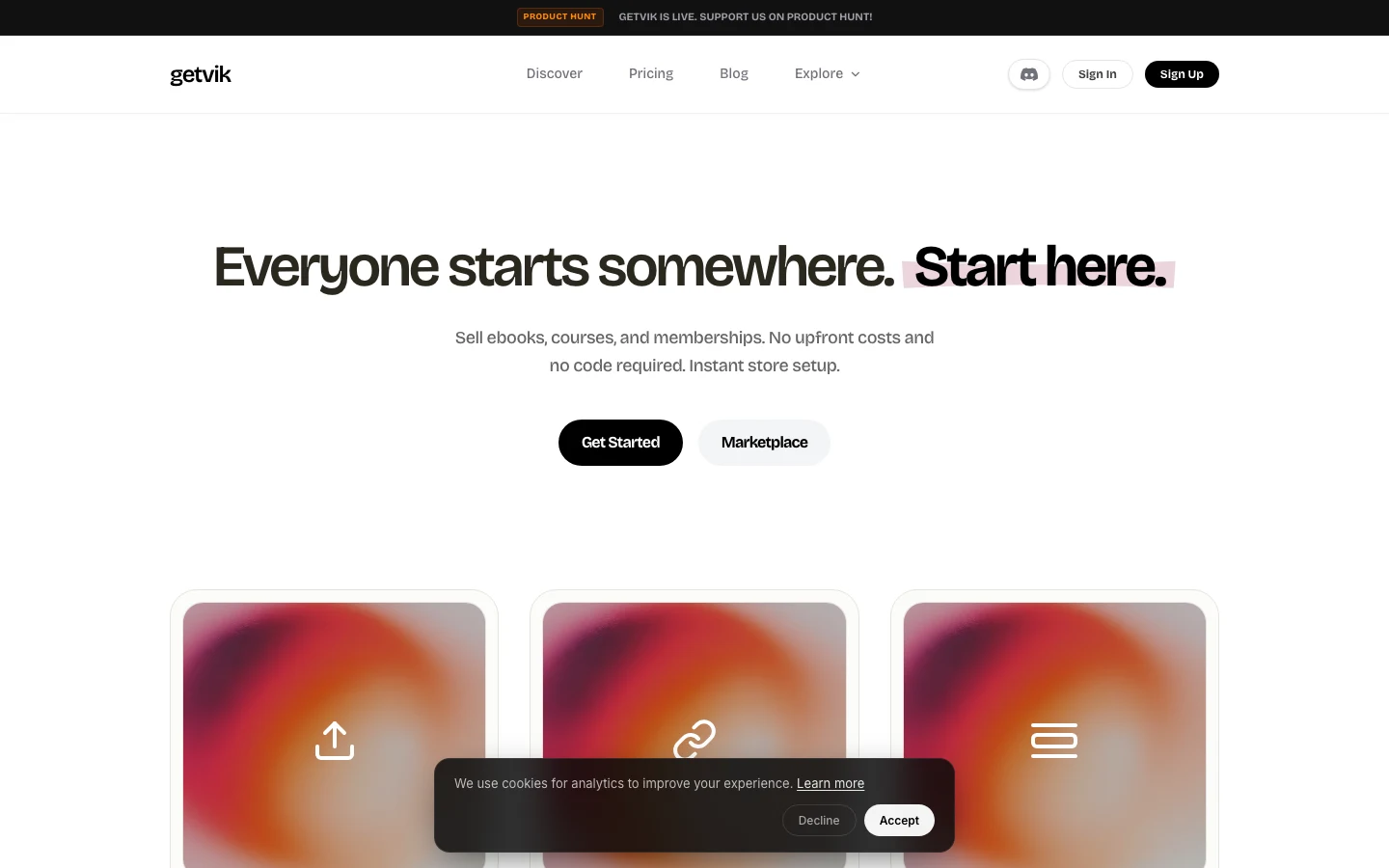 Getvik homepage captured during its ColdVisit audit