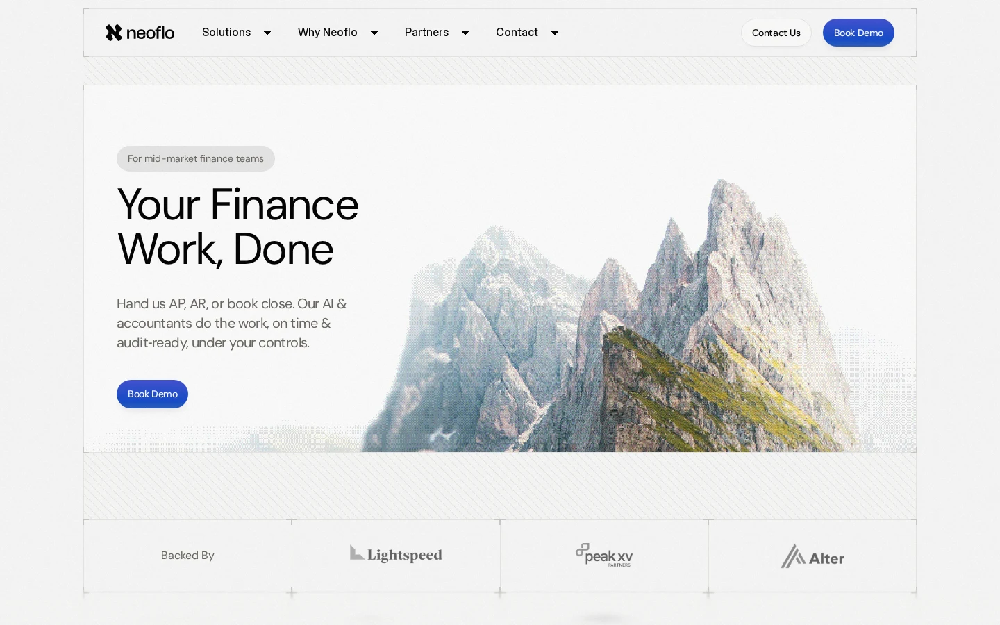 Neoflo homepage captured during its ColdVisit audit